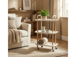 Carrito de cocina camarera de diseño con ruedas y 3 estantes Wala Plus - Blanco