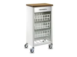 Carrito de cocina, carrito verdulero - color Blanco, Inox, Cerezo - 93*48*34 cm - KARA