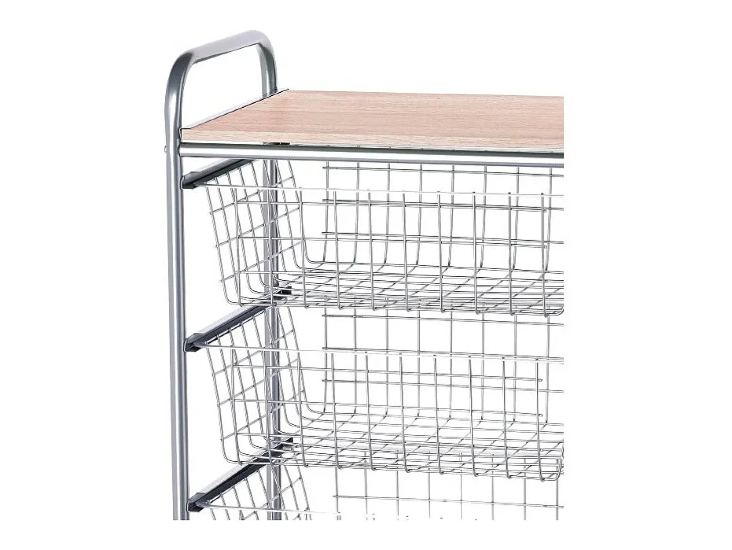 Carrito de cocina, carrito verdulero - 4 cestas de gran capacidad - Gris aluminio, Haya - 86*44*30 cm - BEECH