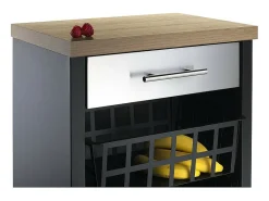 Carrito de cocina, carrito verdulero - color Negro, Inox, Cerezo - 93*48*34 cm - KARA