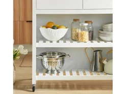 Carrito de Cocina con 2 cajones y 2 estantes,con Tablero Grande,Blanco,L98 x P58 x H94cm FKW74-WN SoBuy ES
