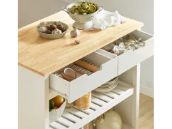 Carrito de Cocina con 2 cajones y 2 estantes,con Tablero Grande,Blanco,L98 x P58 x H94cm FKW74-WN SoBuy ES