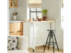Carrito de Cocina con 2 cajones y 2 estantes,con Tablero Grande,Blanco,L98 x P58 x H94cm FKW74-WN SoBuy ES