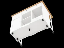 Carrito de cocina con cajón y zona para mascotas, 120x70x90cm, blanco