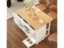 Carrito de cocina con cajón y zona para mascotas, 120x70x90cm, blanco