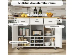 Carrito de cocina con encimera, toallero, especiero, blanco