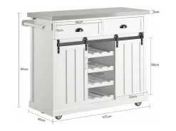 Carrito de cocina con piso de acero Carro almacenaje L116 x P46 x H95cm FKW94-W SoBuy ES