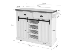 Carrito de cocina con piso de acero Carro almacenaje L116 x P46 x H95cm FKW94-W SoBuy ES