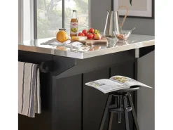 Carrito de Cocina con Piso de Acero,con Tablero Extensible,L115 x P46 x H92cm Negro FKW71-SCH SoBuy ES