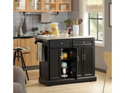 Carrito de Cocina con Piso de Acero,con Tablero Extensible,L115 x P46 x H92cm Negro FKW71-SCH SoBuy ES