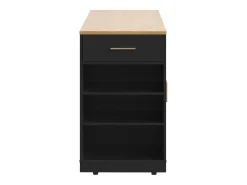 Carrito de cocina con ruedas, Carrito de cocina negro con 2 puertas y 3 cajones, amplios compartimentos