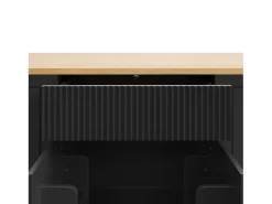 Carrito de cocina con ruedas, Carrito de cocina negro con 2 puertas y 3 cajones, amplios compartimentos
