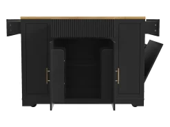 Carrito de cocina con ruedas, Carrito de cocina negro con 2 puertas y 3 cajones, amplios compartimentos