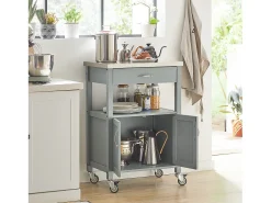 Carrito de Cocina con Ruedas Camarera con Tablero de Acero Inoxidable 60 x 92 x 44 cm Gris FKW22-HG SoBuy ES