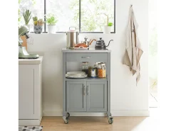 Carrito de Cocina con Ruedas Camarera con Tablero de Acero Inoxidable 60 x 92 x 44 cm Gris FKW22-HG SoBuy ES