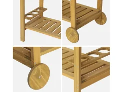 Carrito de cocina exterior de madera con ruedas madera