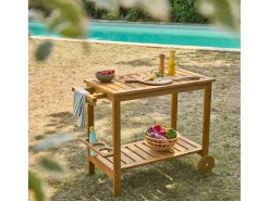 Carrito de cocina exterior de madera con ruedas madera