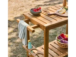 Carrito de cocina exterior de madera con ruedas madera
