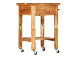 Carrito de cocina madera maciza de acacia 55x55x89 cm