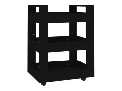Carrito de cocina madera contrachapada negro 60x45x80 cm