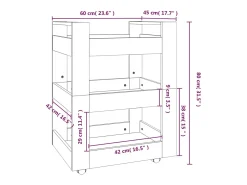 Carrito de cocina madera contrachapada negro 60x45x80 cm