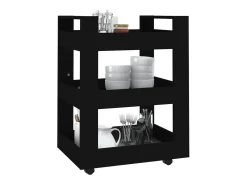 Carrito de cocina madera contrachapada negro 60x45x80 cm