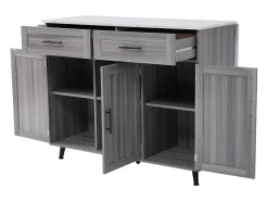 Carrito de cocina, madera maciza y encimera de mármol, diseño europeo, puerta, 3 cajones, ruedas, patas de madera extraíbles (129x46(71)x91,5 cm)
