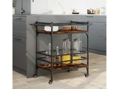 Carrito de cocina madera ingeniería roble ahumado 82x40x78,5 cm