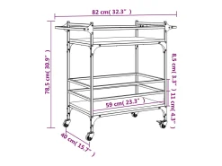 Carrito de cocina madera ingeniería roble ahumado 82x40x78,5 cm