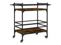 Carrito de cocina madera ingeniería roble ahumado 82x40x78,5 cm