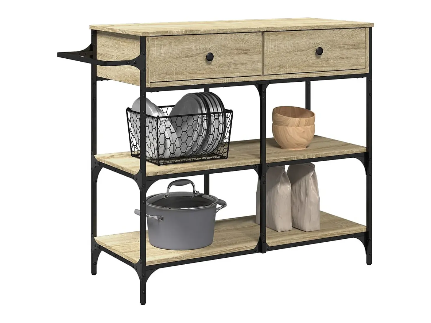 Carrito de cocina madera ingeniería roble Sonoma 105x42x95 cm