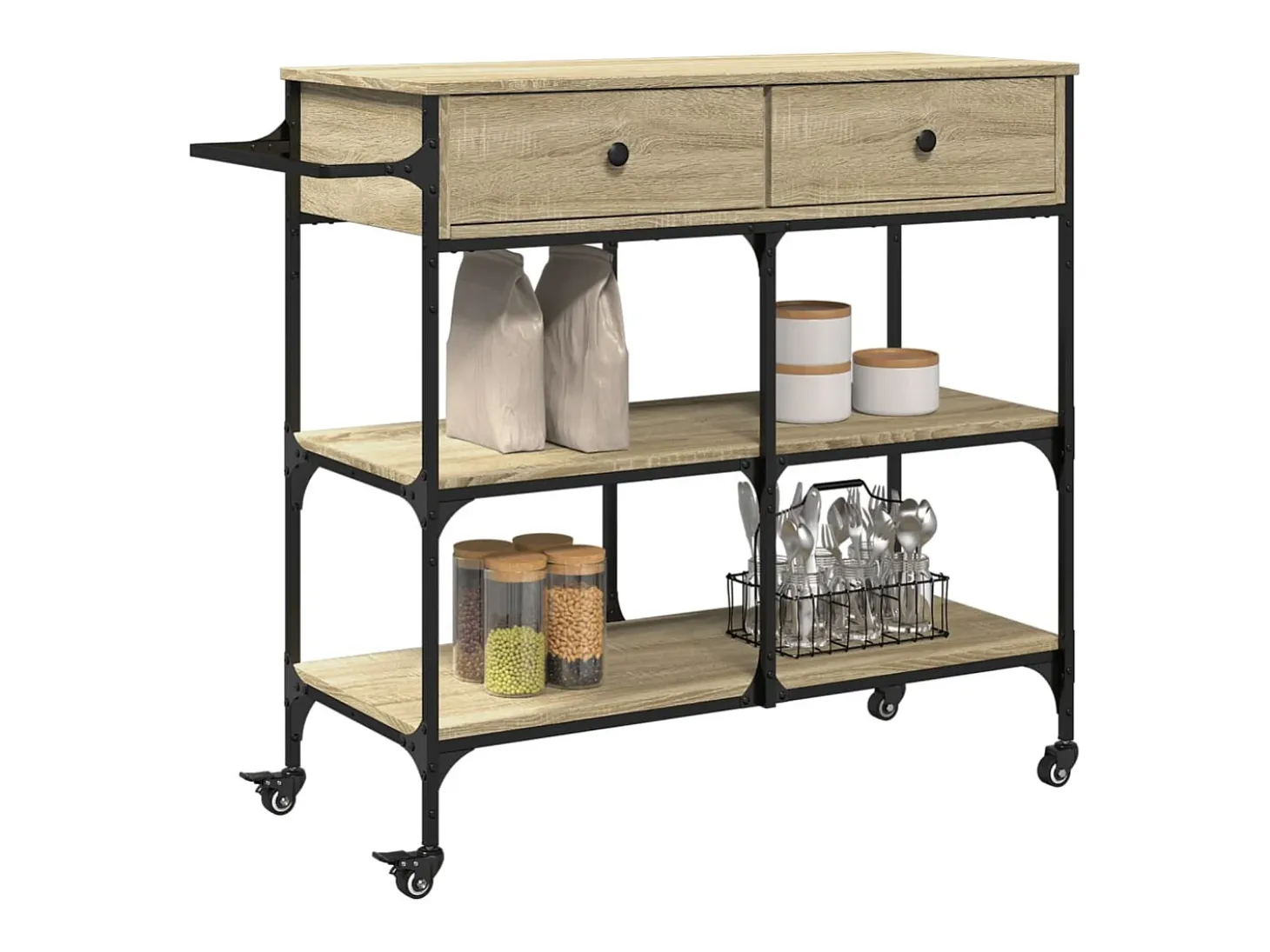 Carrito de cocina madera ingeniería roble Sonoma 105x42x95 cm