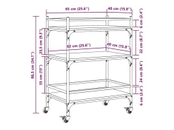 Carrito de cocina madera ingeniería roble ahumado 65x40x86,5 cm
