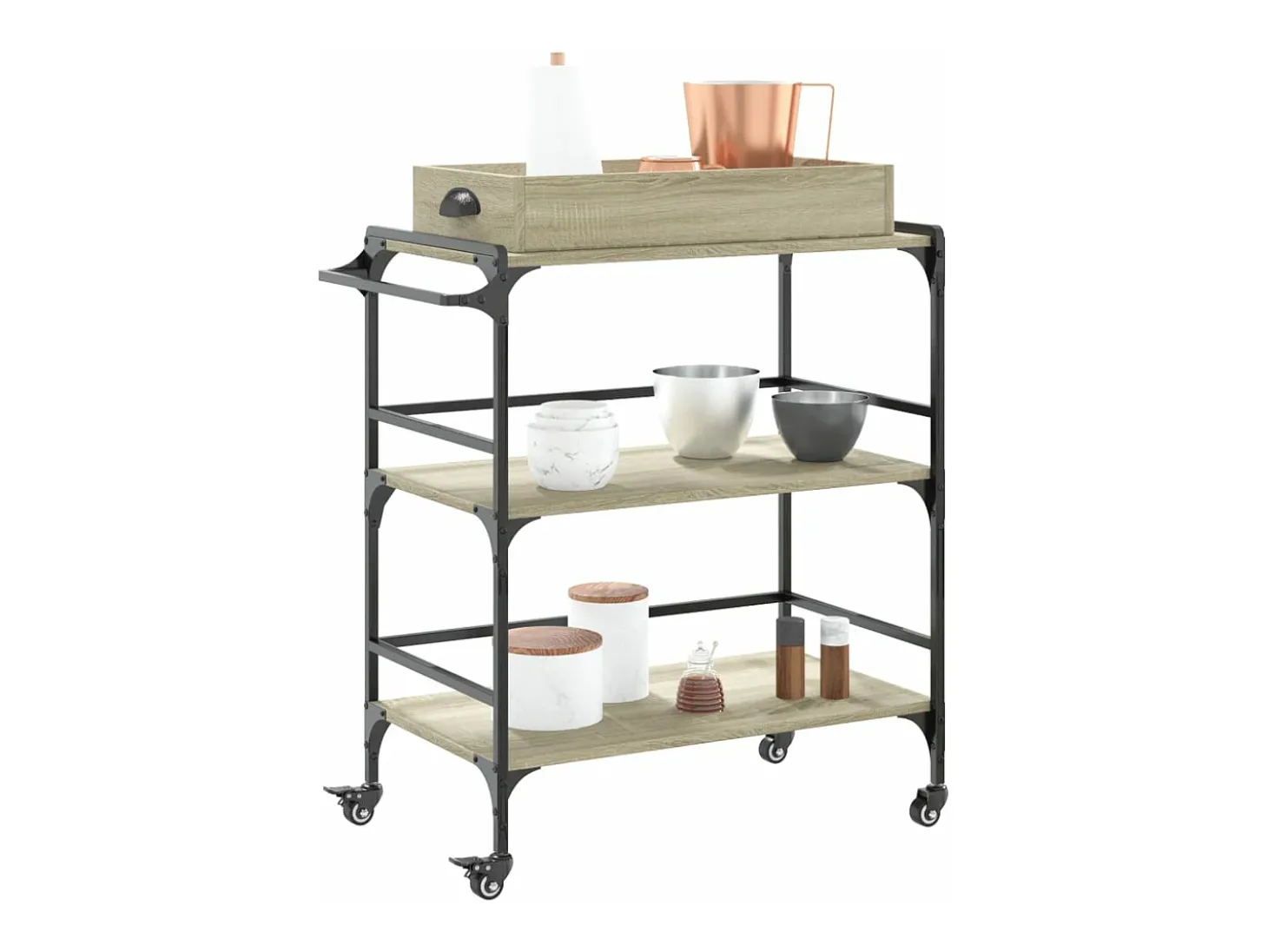 Carrito de cocina madera ingeniería roble Sonoma 81,5x41x92,5cm