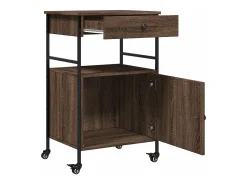 Carrito de cocina madera ingeniería marrón roble 56x43x89,5 cm