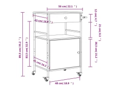 Carrito de cocina madera ingeniería marrón roble 56x43x89,5 cm