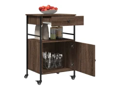 Carrito de cocina madera ingeniería marrón roble 56x43x89,5 cm