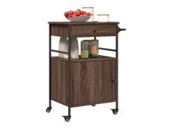 Carrito de cocina madera ingeniería marrón roble 56x43x89,5 cm