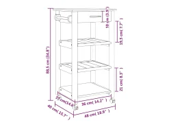 Carrito de cocina MONZA madera maciza de pino 48x40x88,5 cm