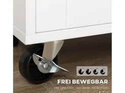 Carrito de cocina móvil con encimera, estante regulable, MDF blanco (109x40x89cm)