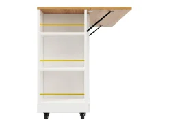 Carrito de cocina móvil con 2 puertas y 2 cajones, isla con veta de madera, blanco - para cocinas y salones