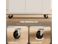 Carrito de cocina móvil con encimera, cajón y estante regulable, blanco (82x38x86,5 cm)