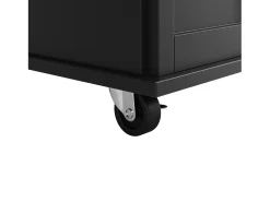 Carrito de cocina móvil negro - Isla de cocina con 2 cajones y 4 puertas - Especiero y toallero