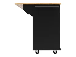 Carrito de cocina móvil negro - Isla de cocina con 2 cajones y 4 puertas - Especiero y toallero