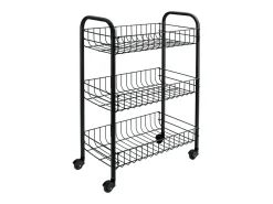 Carrito de cocina Siena Negro con 3 cestas y 4 ruedas