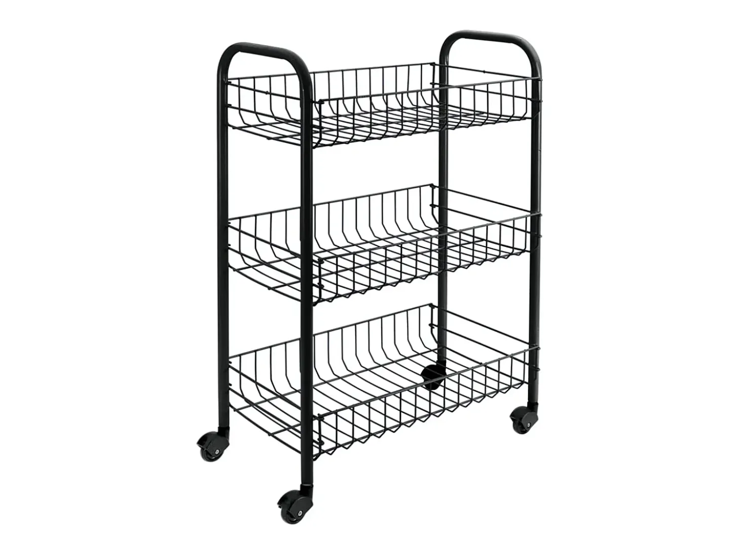 Carrito de cocina Siena Negro con 3 cestas y 4 ruedas