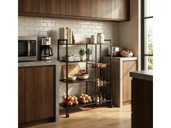 Carrito de cocina verdulero con ruedas y 4 estantes 90x32x108 cm Faris Plus