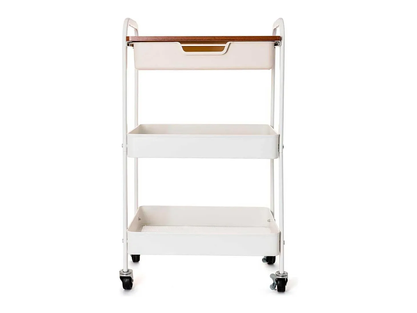 Carrito multiusos Garbo Quid 3 niveles con ruedas blanco/natural 75x46,5x30,5 cm