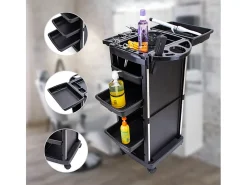 carrito portátil para peluqueros y esteticistas con ruedas y grandes compartimentos Twists