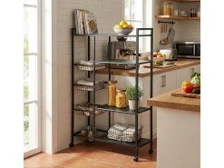 Carrito verdulero con ruedas y cestas de cocina 90x32x135cm Faris XXL